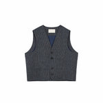 V - Neck Overlay Vest - Pinstripe Blue - G R A Y E