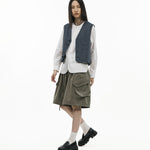 V - Neck Overlay Vest - Pinstripe Blue - G R A Y E