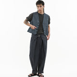 V - Neck Overlay Vest - Pinstripe Blue - G R A Y E