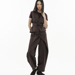 V - Neck Overlay Vest - Pinstripe Brown - G R A Y E