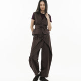 V - Neck Overlay Vest - Pinstripe Brown - G R A Y E