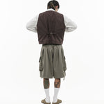 V - Neck Overlay Vest - Pinstripe Brown - G R A Y E