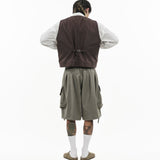 V - Neck Overlay Vest - Pinstripe Brown - G R A Y E