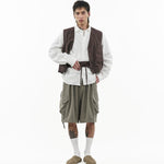 V - Neck Overlay Vest - Pinstripe Brown - G R A Y E