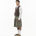 V - Neck Overlay Vest - Pinstripe Brown - G R A Y E