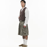 V - Neck Overlay Vest - Pinstripe Brown - G R A Y E