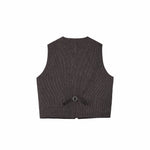 V - Neck Overlay Vest - Pinstripe Brown - G R A Y E