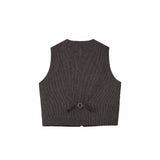 V - Neck Overlay Vest - Pinstripe Brown - G R A Y E