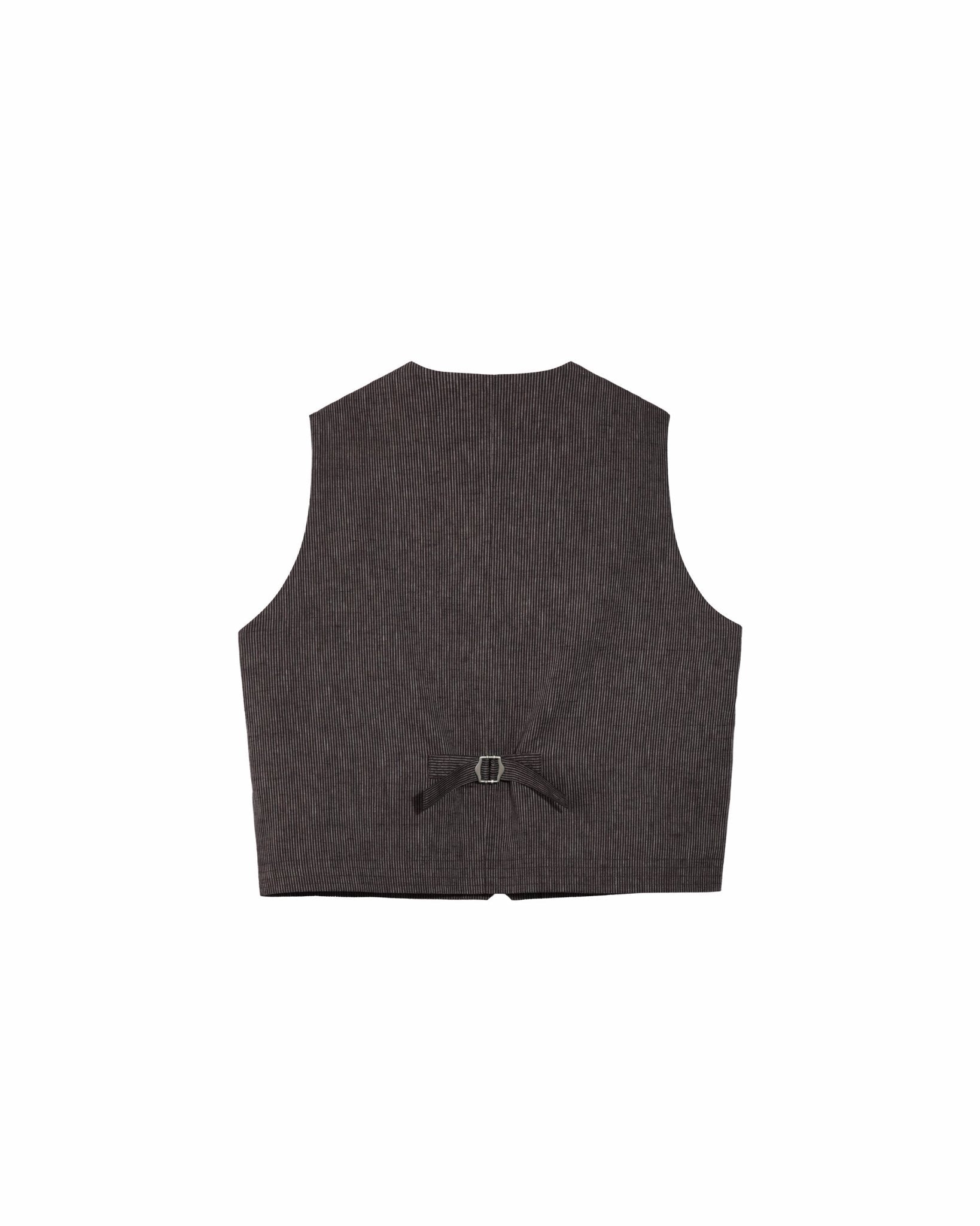 V - Neck Overlay Vest - Pinstripe Brown - G R A Y E