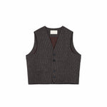 V - Neck Overlay Vest - Pinstripe Brown - G R A Y E