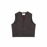 V - Neck Overlay Vest - Pinstripe Brown - G R A Y E