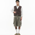 V - Neck Overlay Vest - Pinstripe Brown - G R A Y E