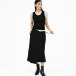 Wrap - over Midi Skirt - Black - G R A Y E