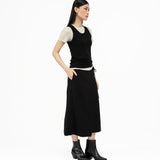 Wrap - over Midi Skirt - Black - G R A Y E