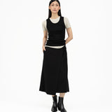 Wrap - over Midi Skirt - Black - G R A Y E