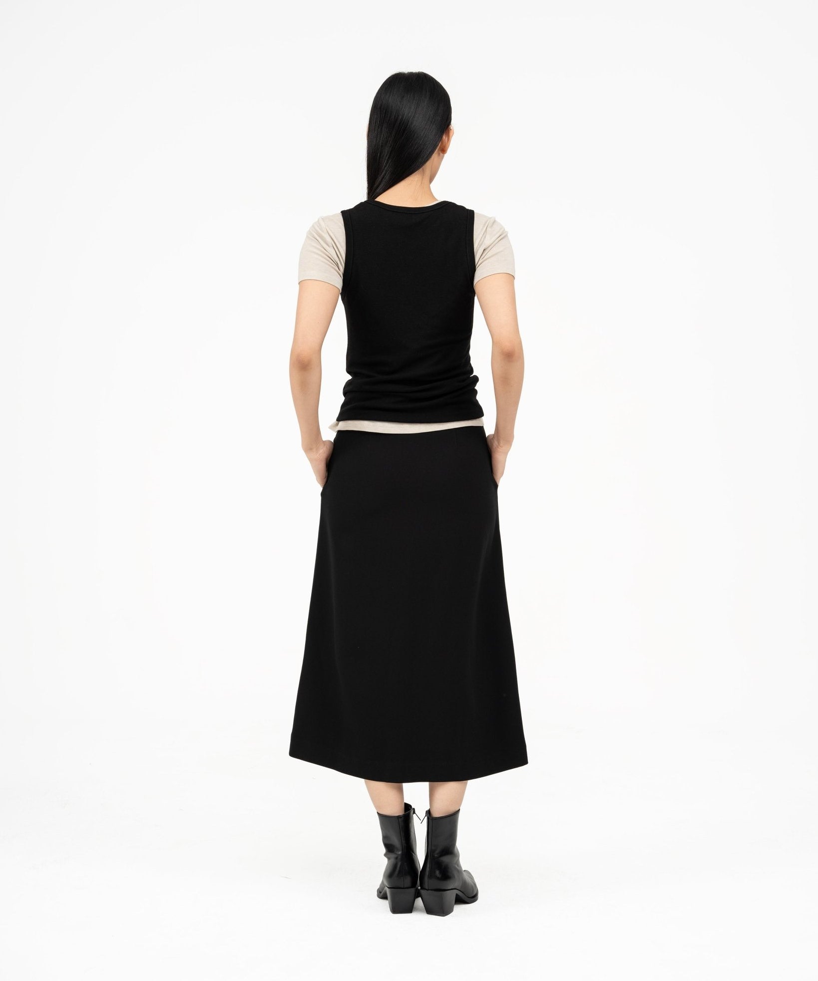 Wrap - over Midi Skirt - Black - G R A Y E
