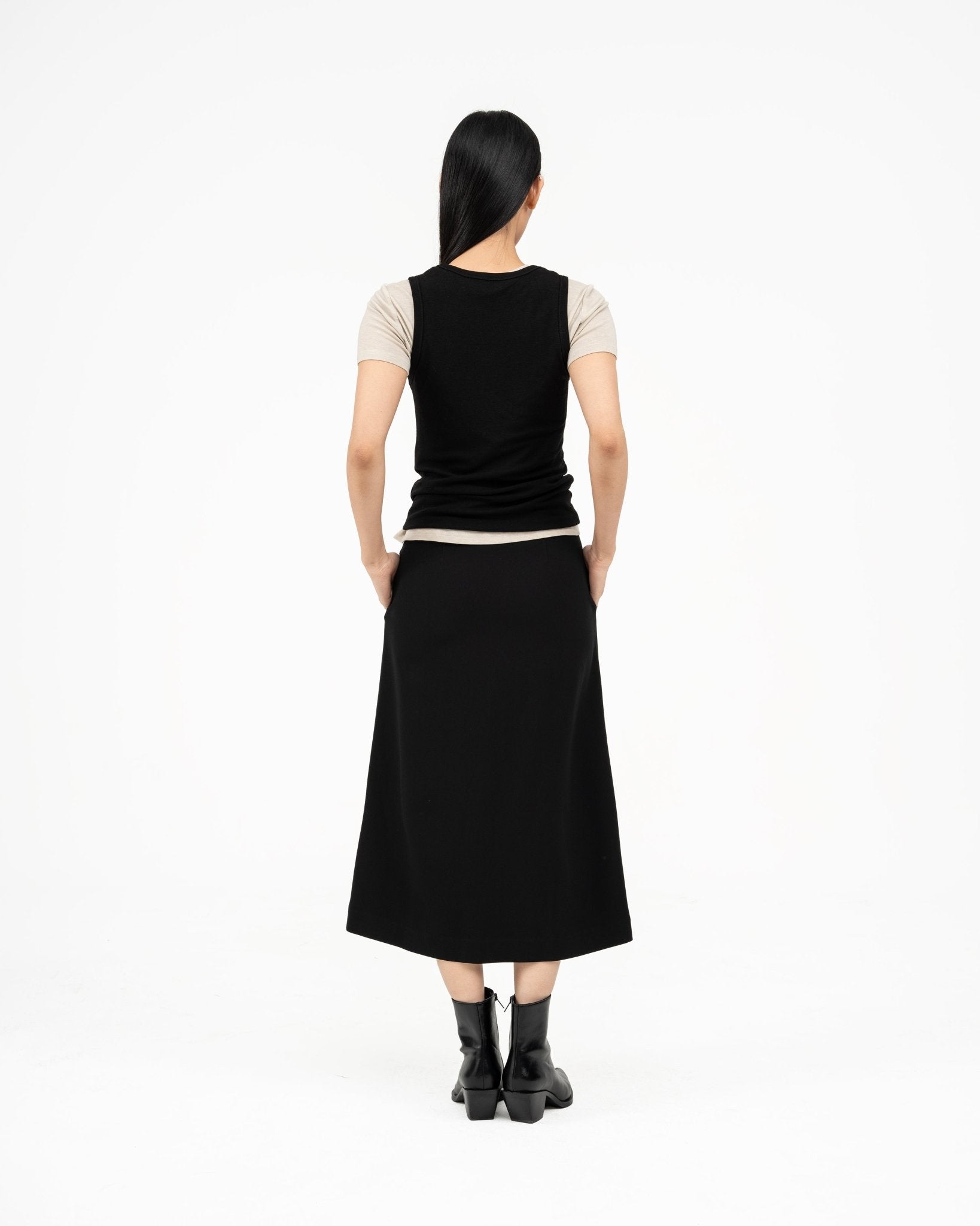 Wrap - over Midi Skirt - Black - G R A Y E