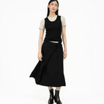 Wrap - over Midi Skirt - Black - G R A Y E