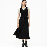 Wrap - over Midi Skirt - Black - G R A Y E