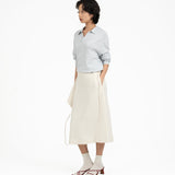 Wrap - Over Midi Skirt - Off White - G R A Y E