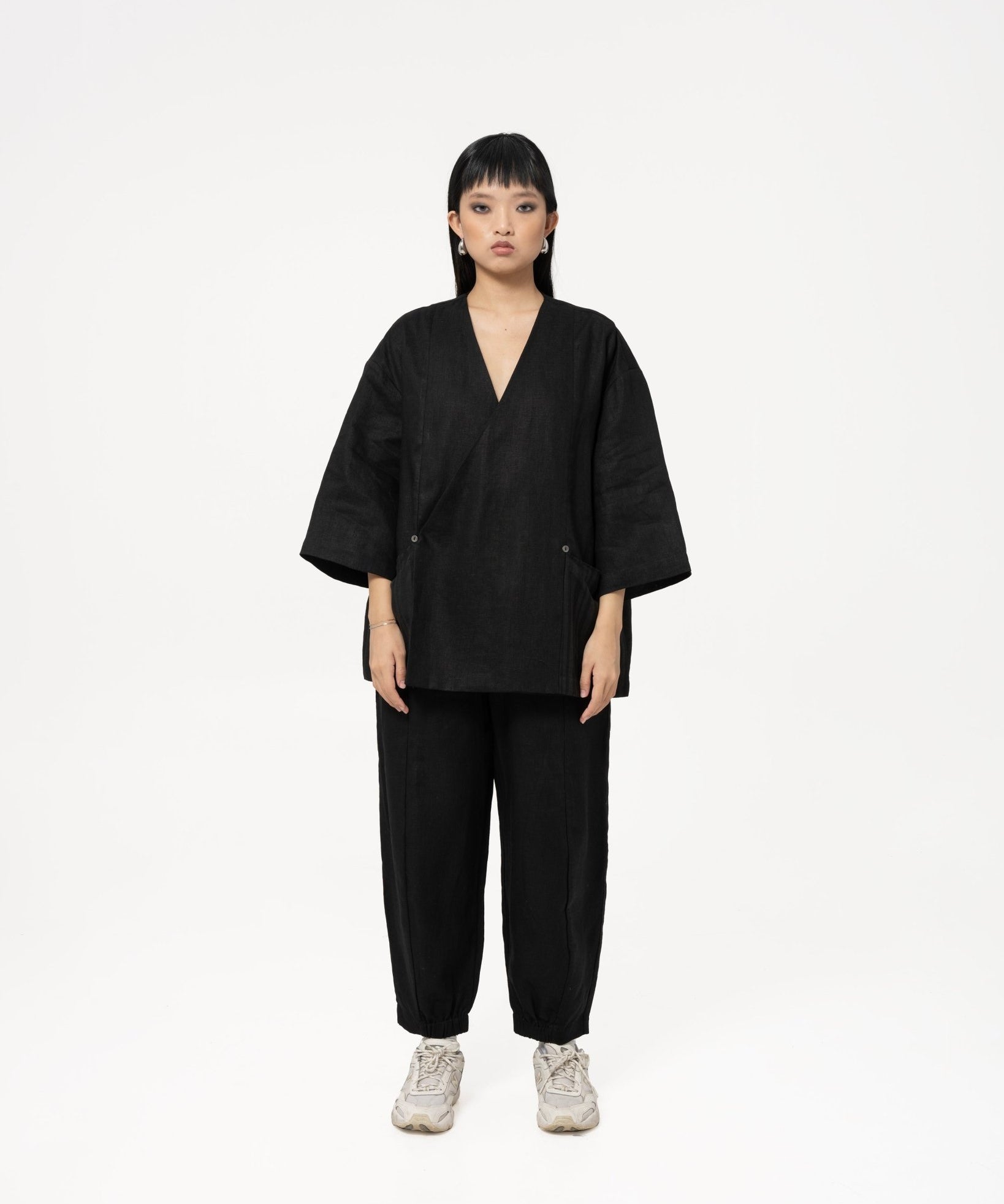 Wrapped Button Kimono - G R A Y E
