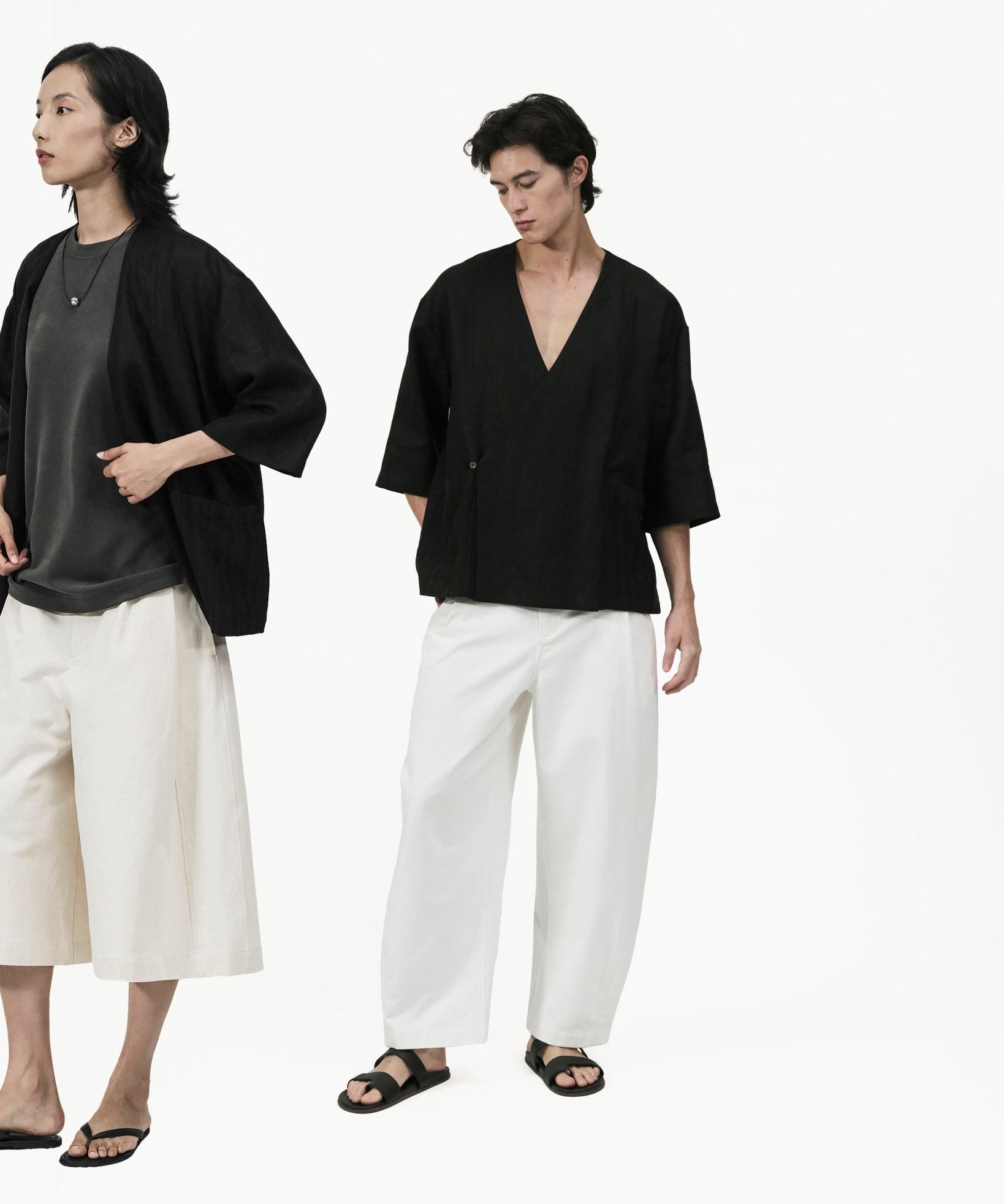 Wrapped Button Kimono - G R A Y E