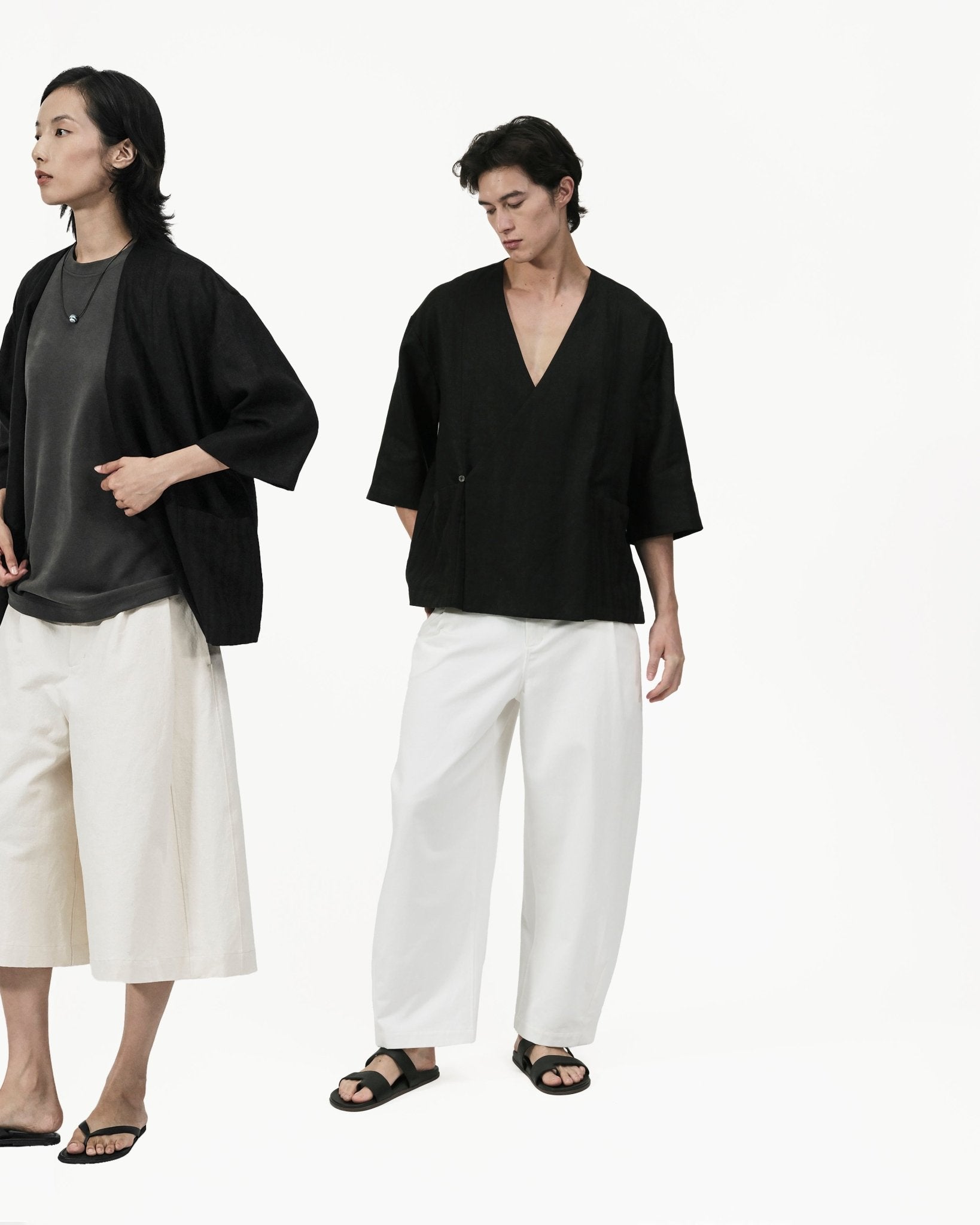 Wrapped Button Kimono - G R A Y E