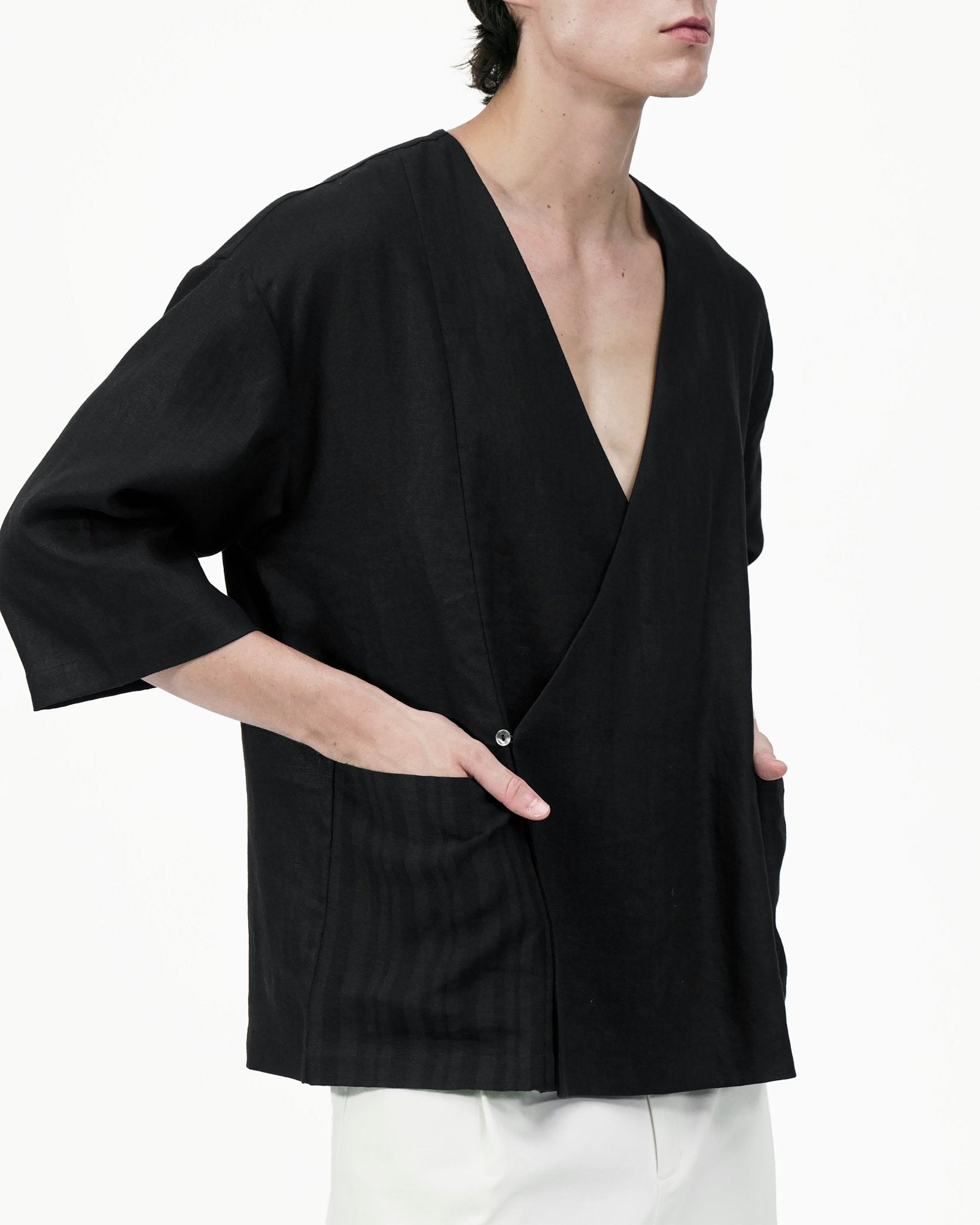 Wrapped Button Kimono - G R A Y E