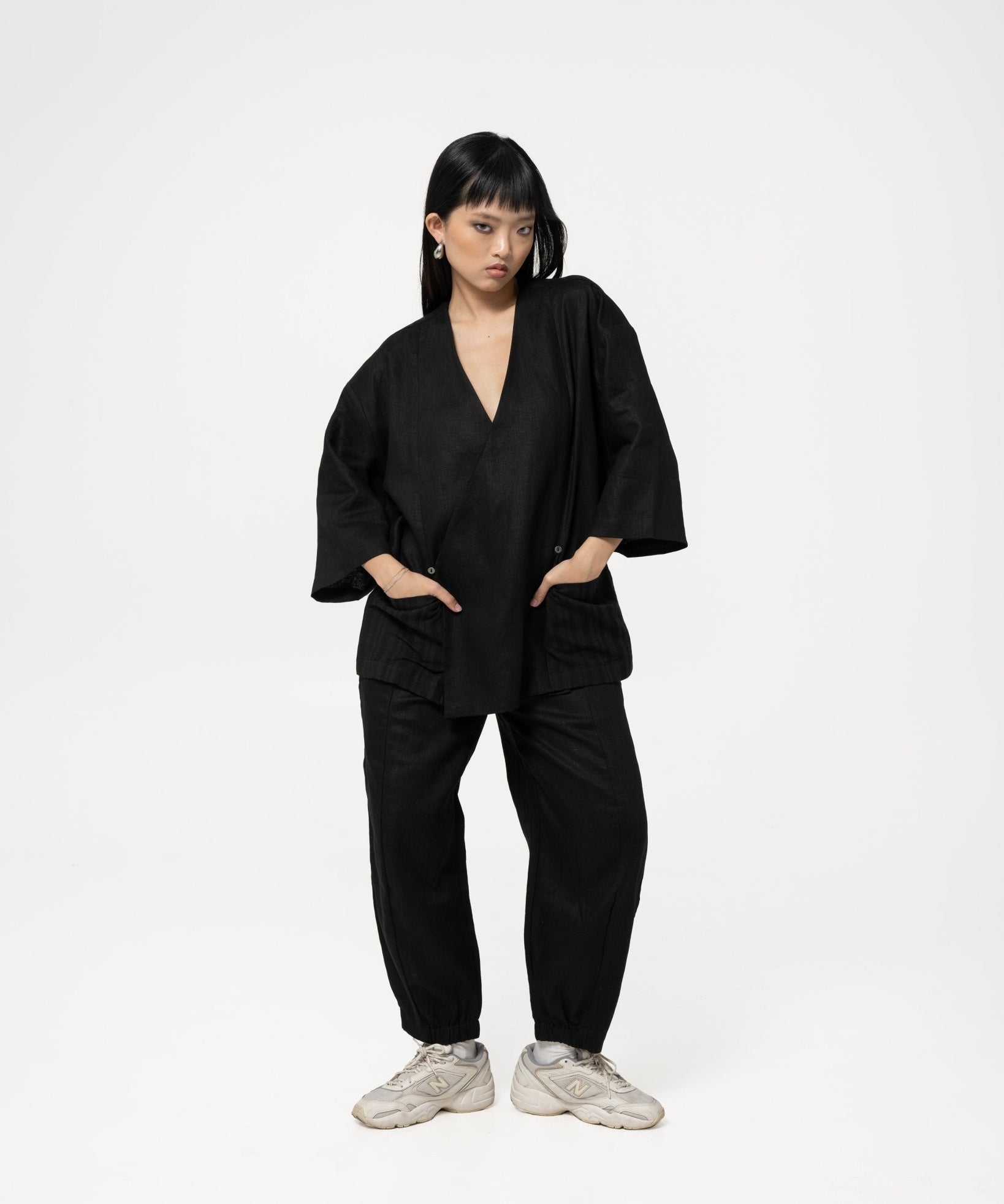 Wrapped Button Kimono - G R A Y E