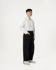 Belted Bag Trousers - Black - G R A Y E