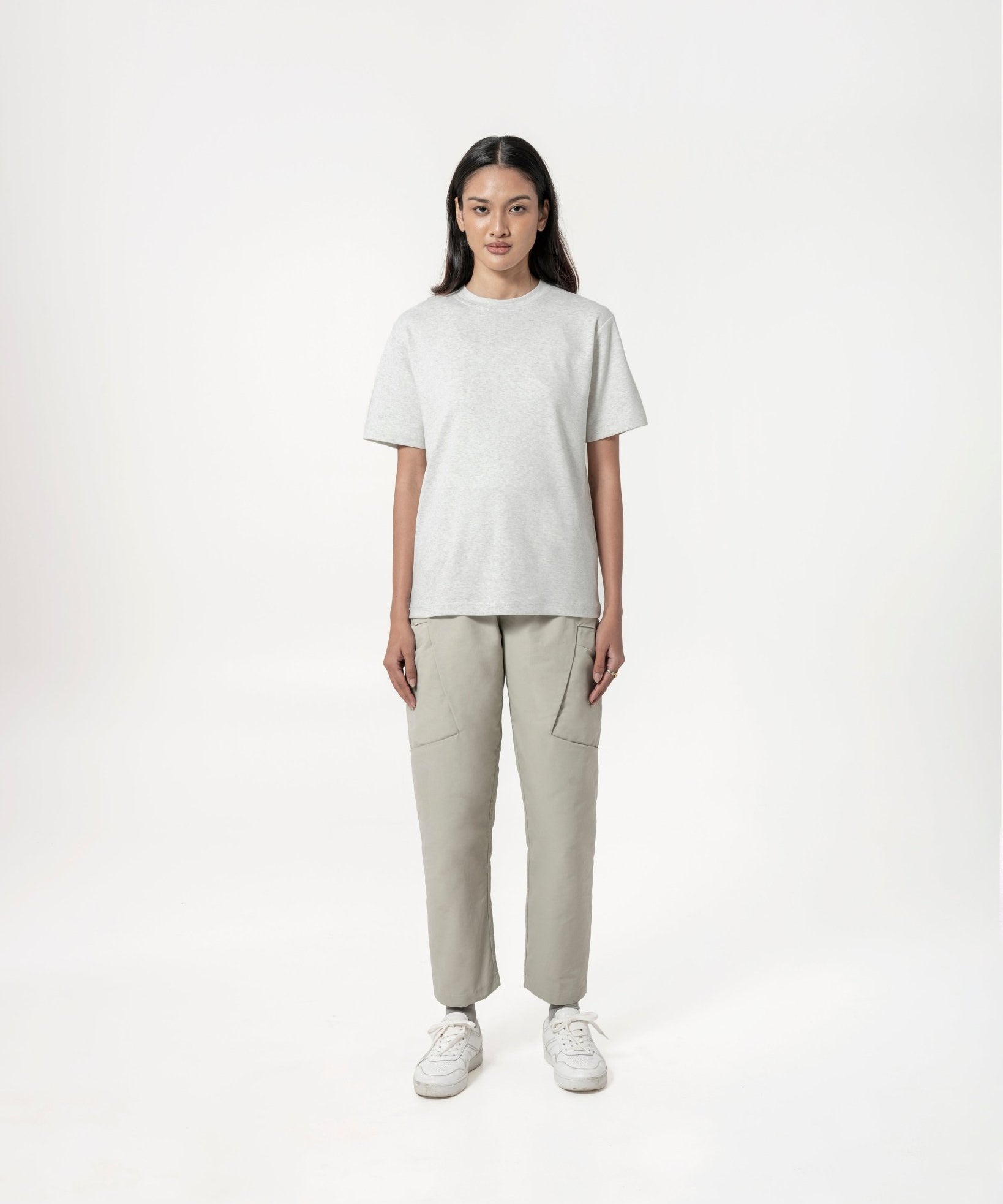 Cupro Tee - Melange White - G R A Y E