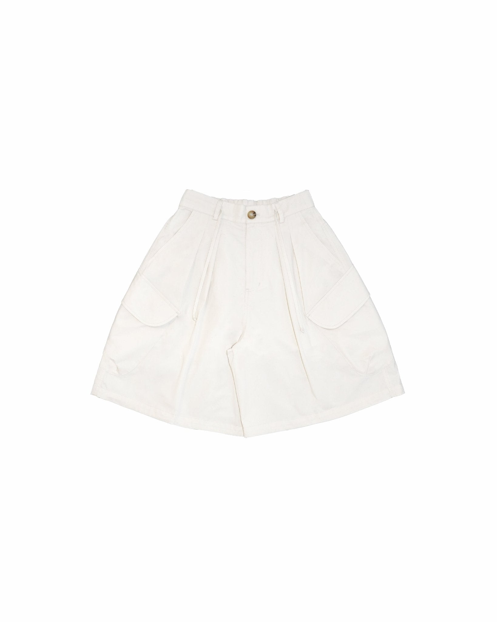 Drawstring Balloon Cargo Shorts - Natural - G R A Y E