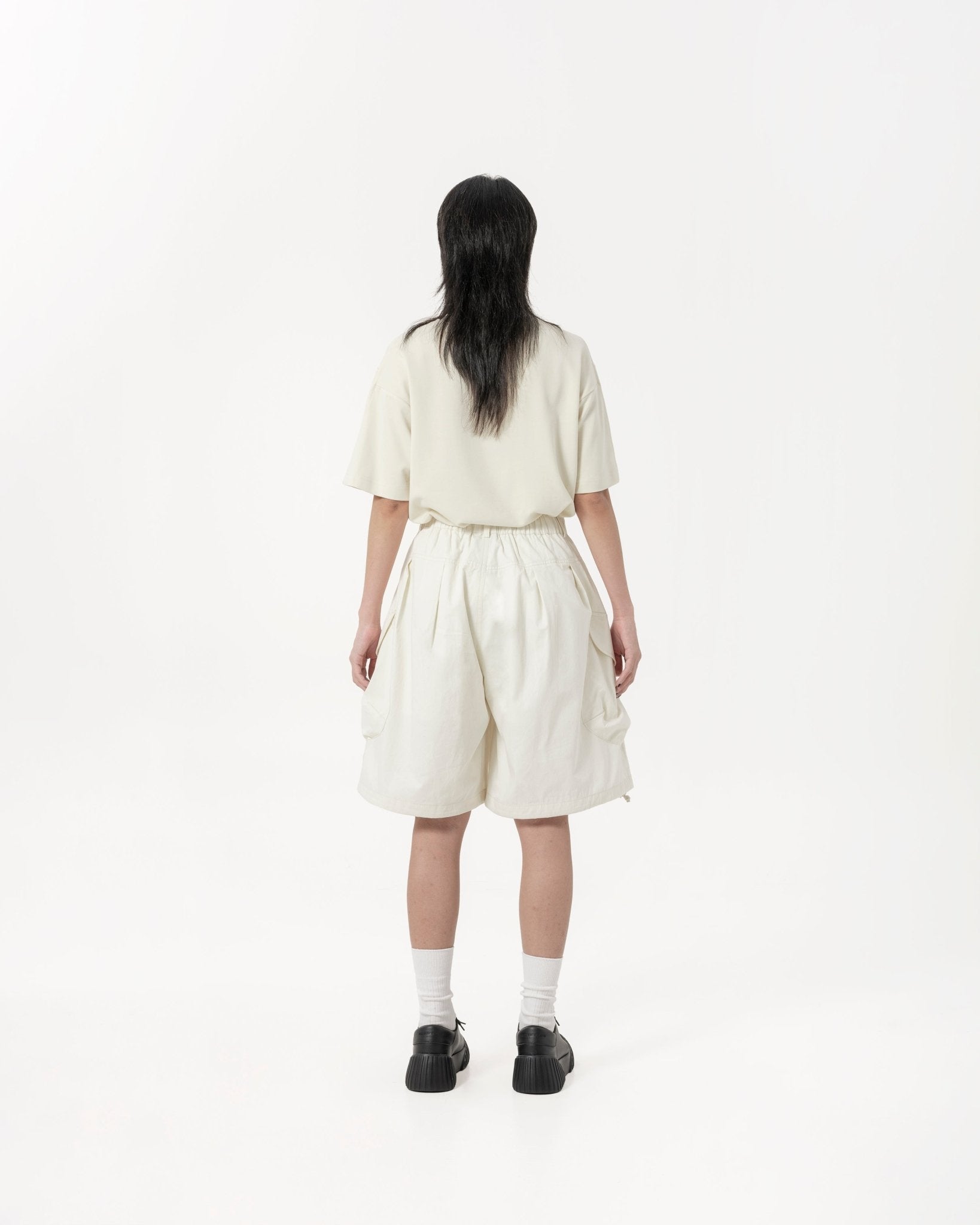 Drawstring Balloon Cargo Shorts - Natural - G R A Y E