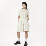 Drawstring Balloon Cargo Shorts - Natural - G R A Y E