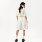Drawstring Balloon Cargo Shorts - Natural - G R A Y E