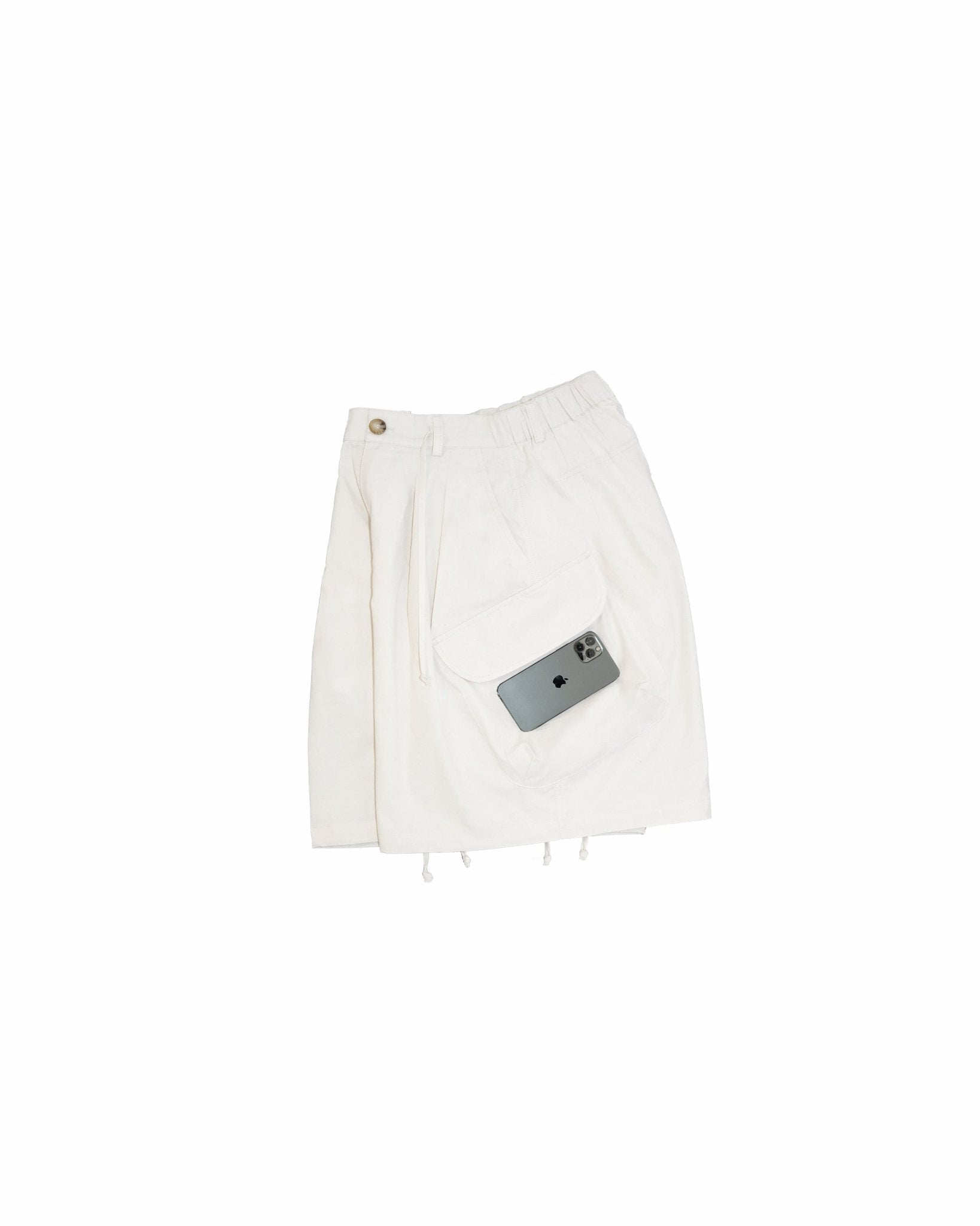 Drawstring Balloon Cargo Shorts - Natural - G R A Y E
