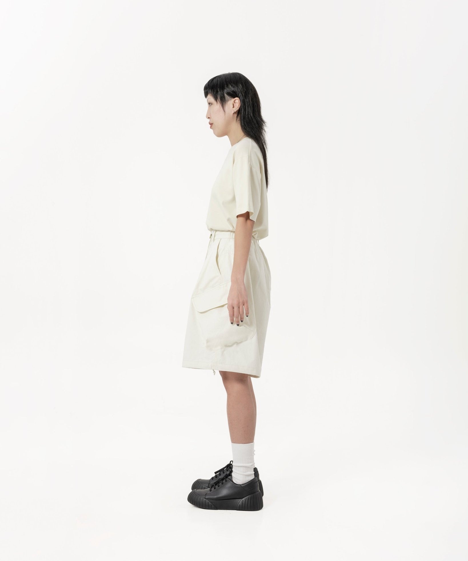 Drawstring Balloon Cargo Shorts - Natural - G R A Y E