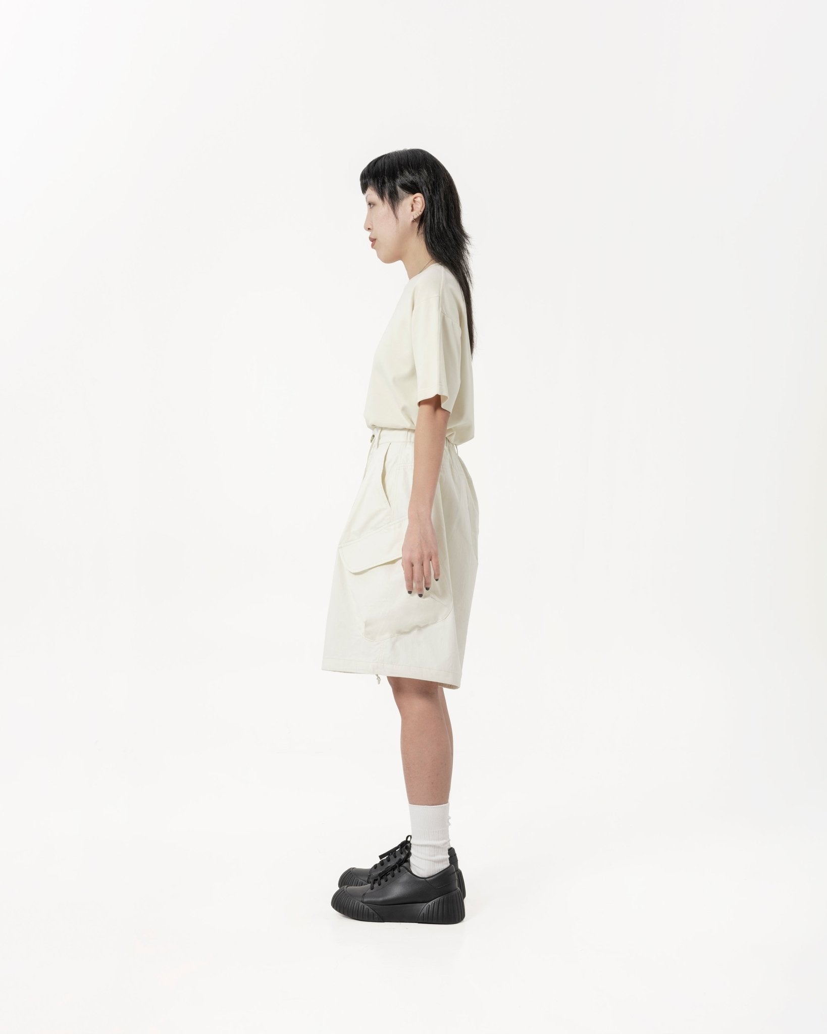 Drawstring Balloon Cargo Shorts - Natural - G R A Y E