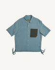 Drawstring Lyocell Shirt - Cyan Blue - G R A Y E