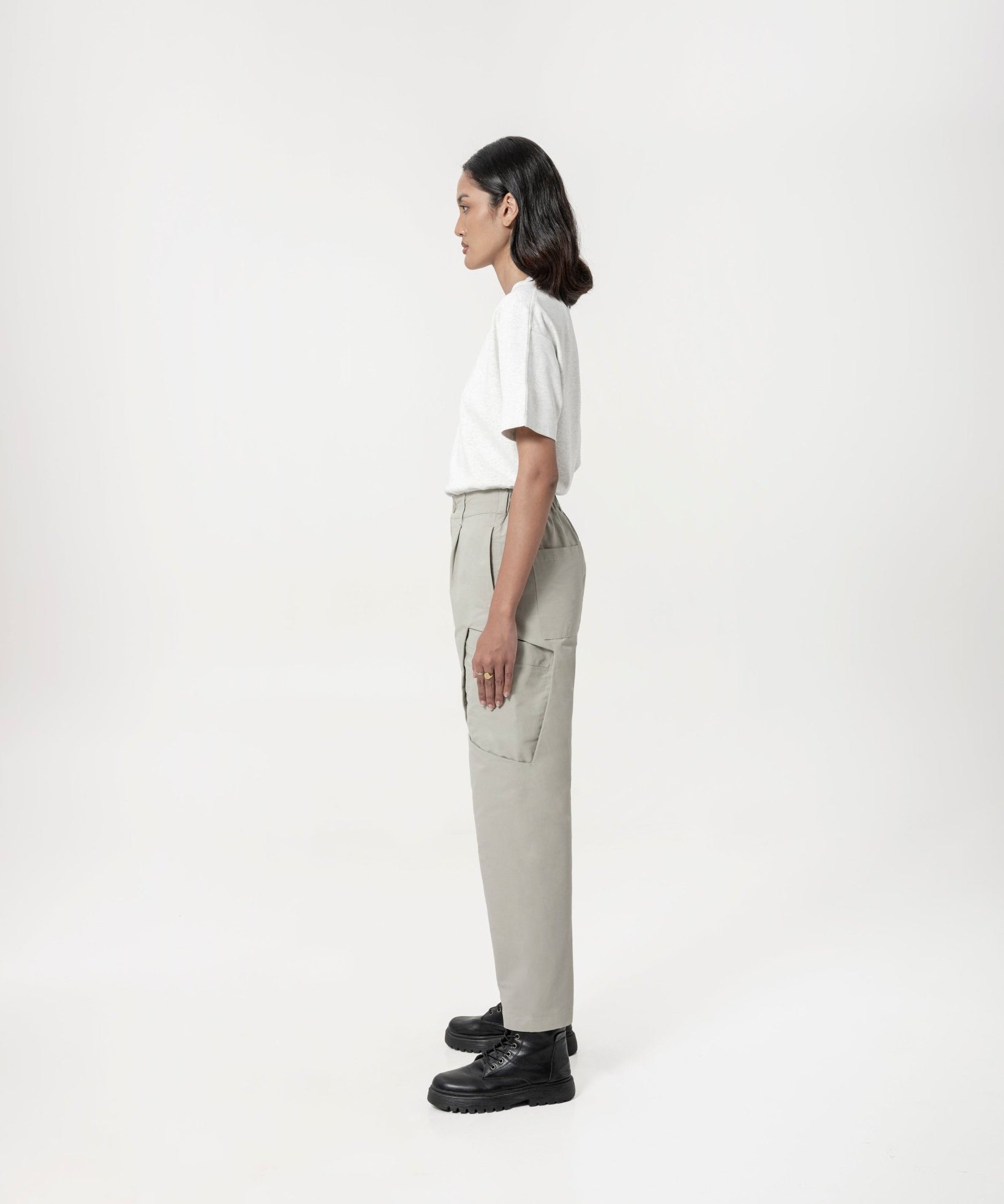 Inverse Cargo Trousers - Steel - G R A Y E
