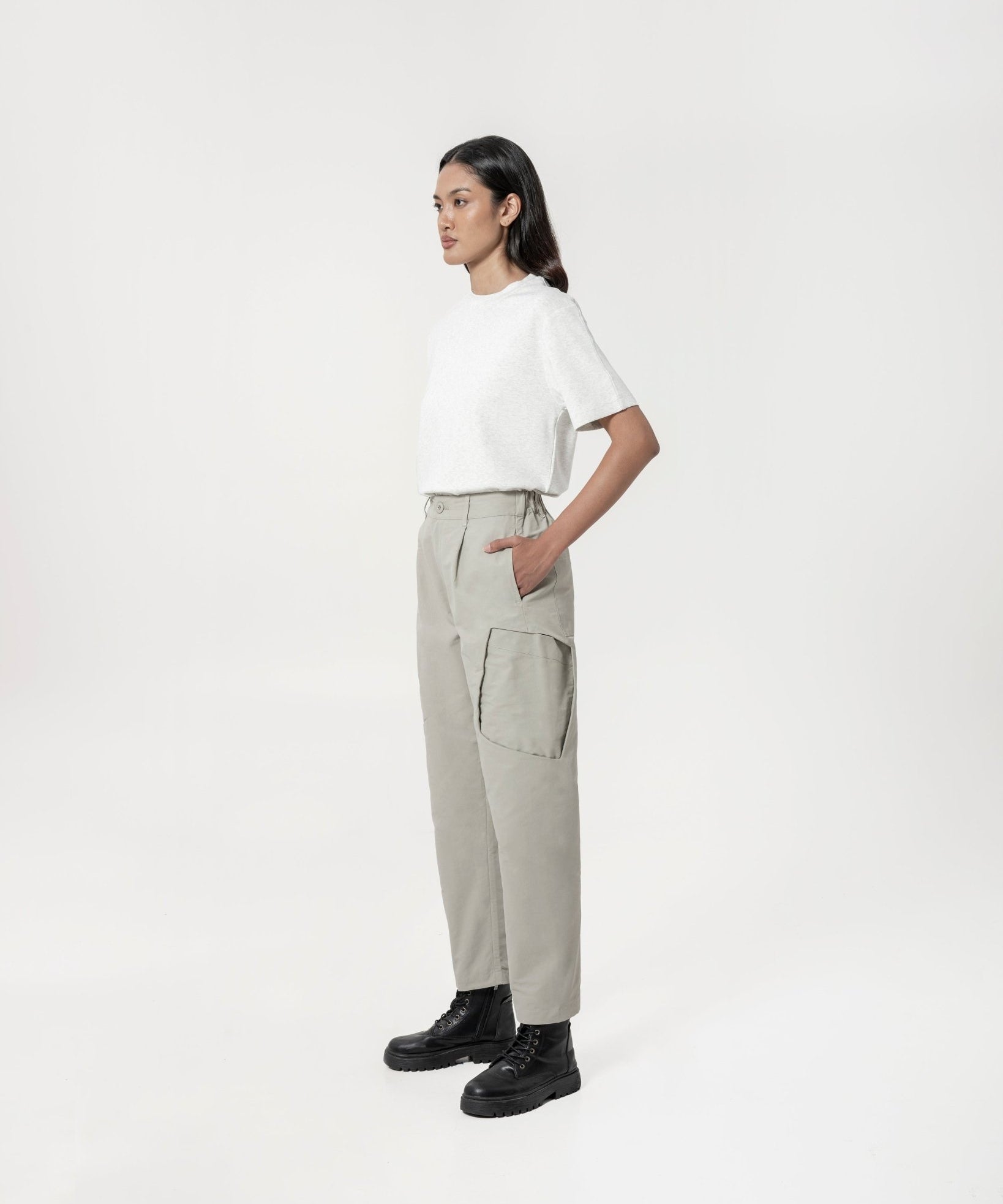 Inverse Cargo Trousers - Steel - G R A Y E