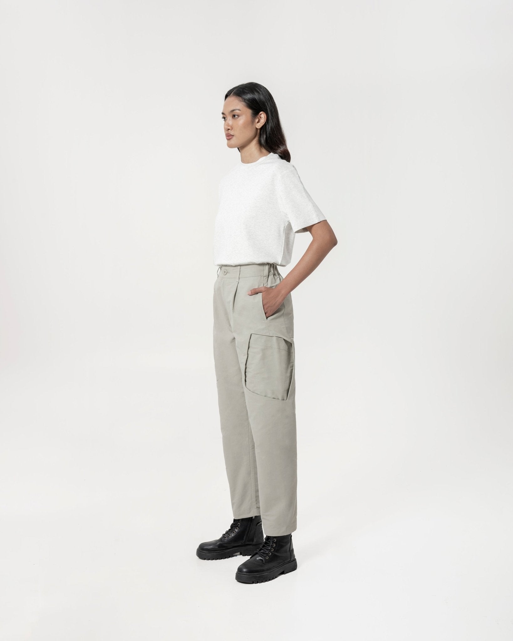Inverse Cargo Trousers - Steel - G R A Y E