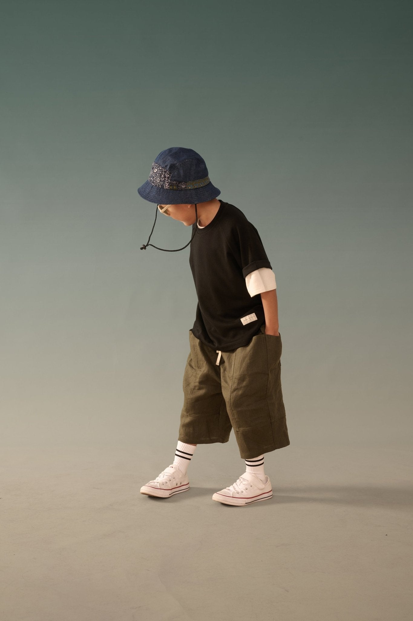 Kid's Linen Pants - Olive Green - G R A Y E