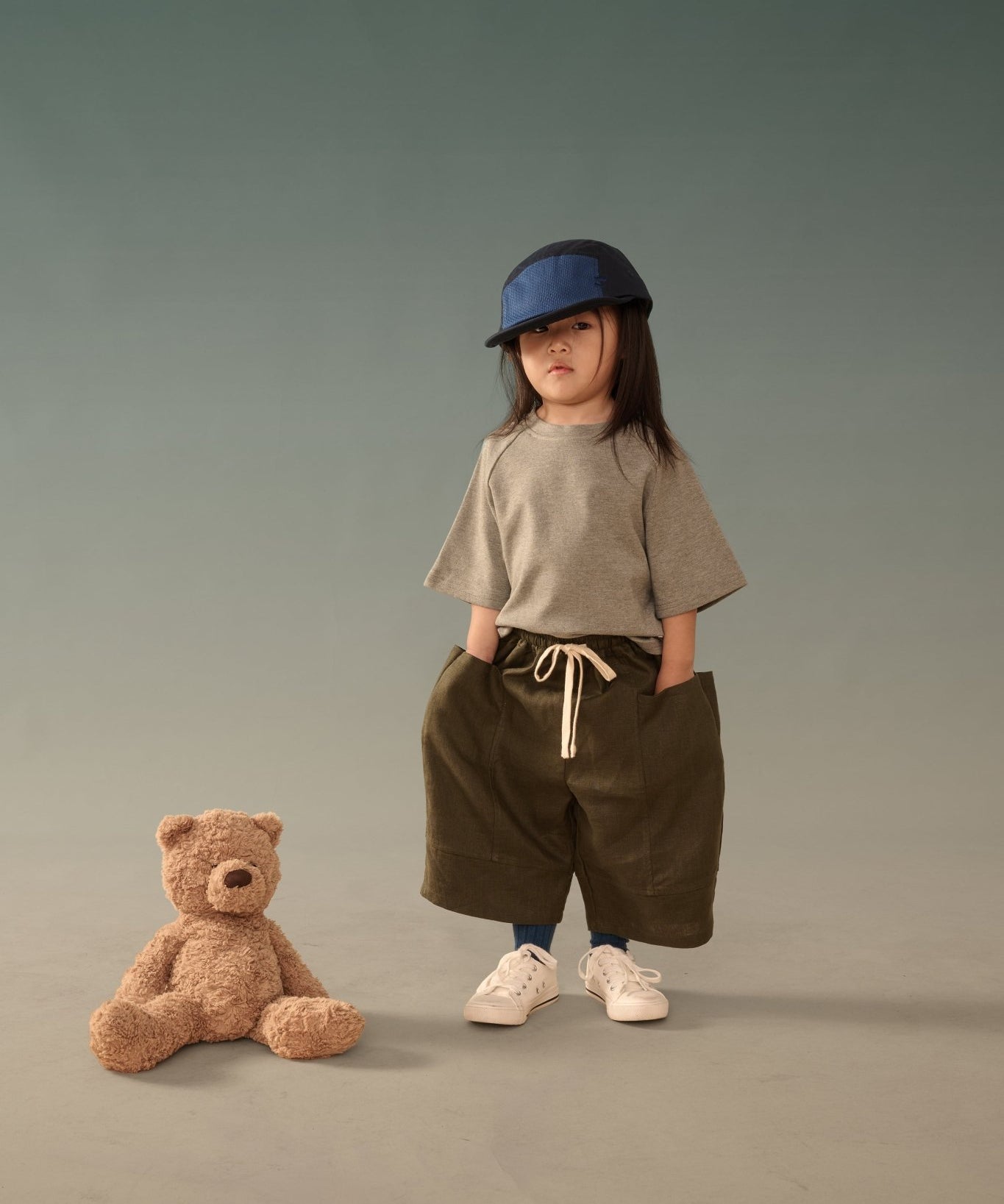 Kid's Linen Pants - Olive Green - G R A Y E