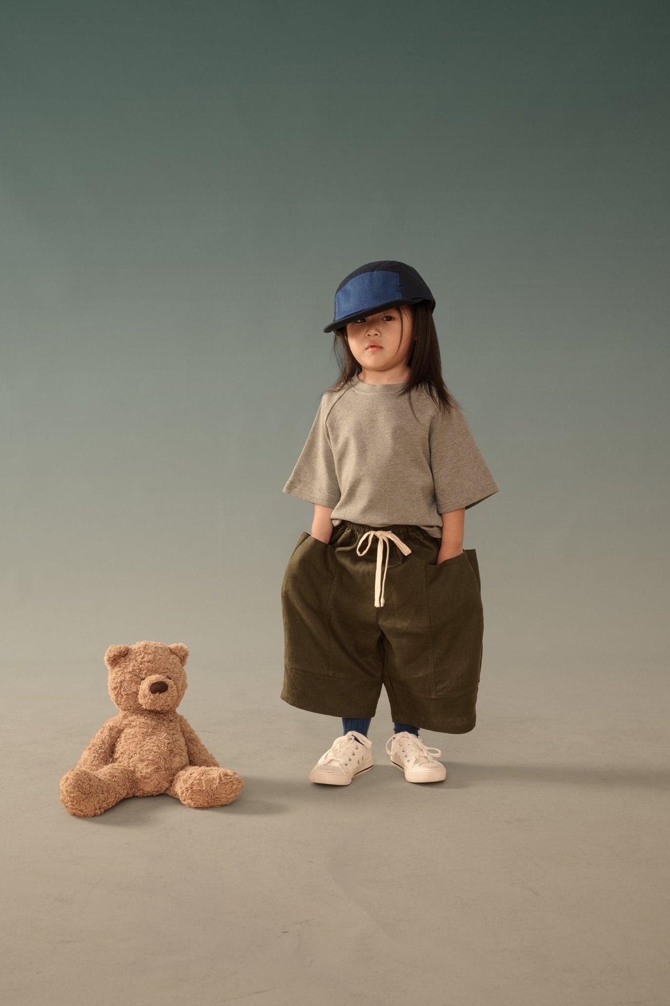 Kid's Linen Pants - Olive Green - G R A Y E