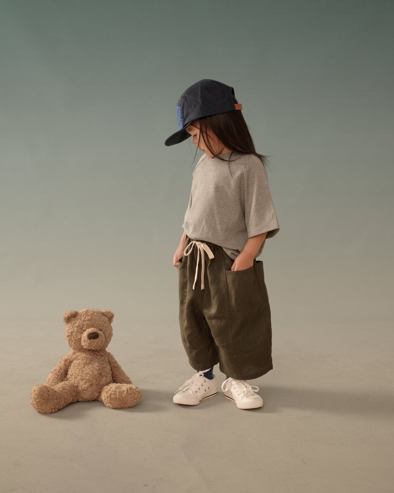 Kid's Linen Pants - Olive Green - G R A Y E