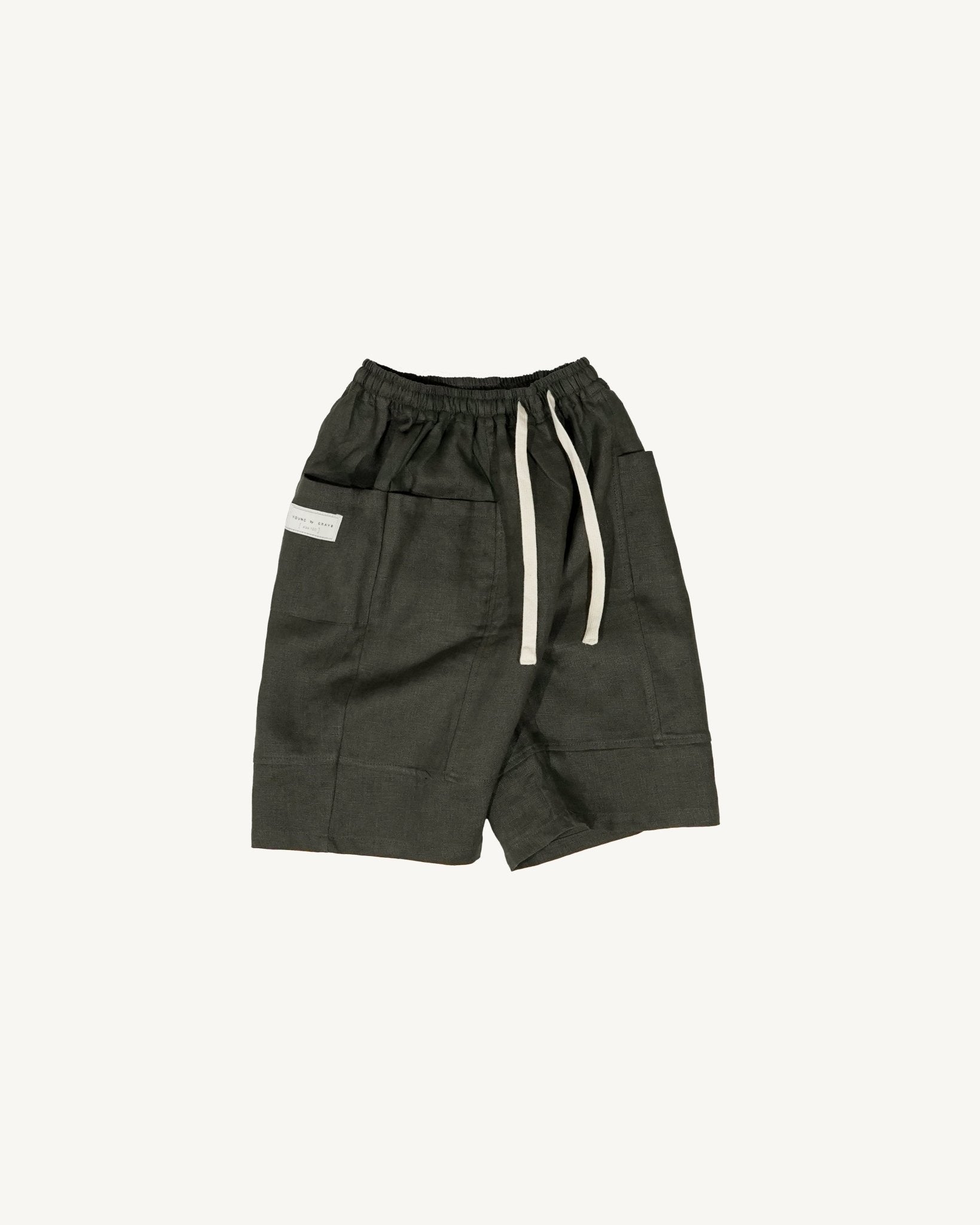 Kid&#39;s Linen Pants - Olive Green - G R A Y E