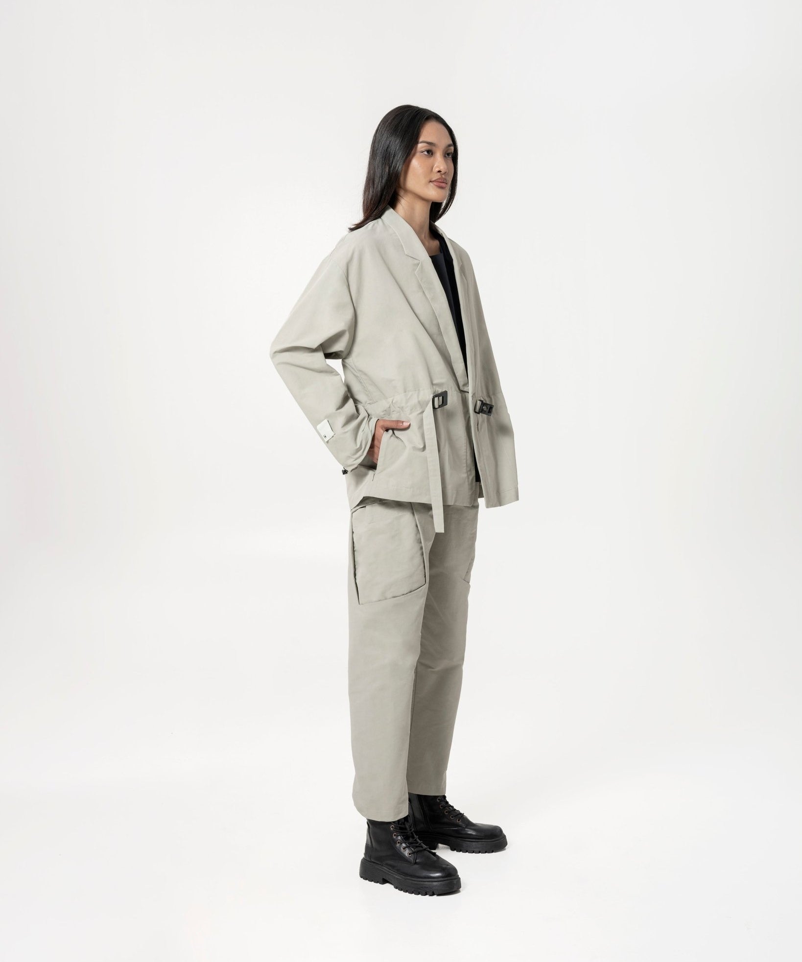 Kimono Buckle Jacket - Steel - G R A Y E