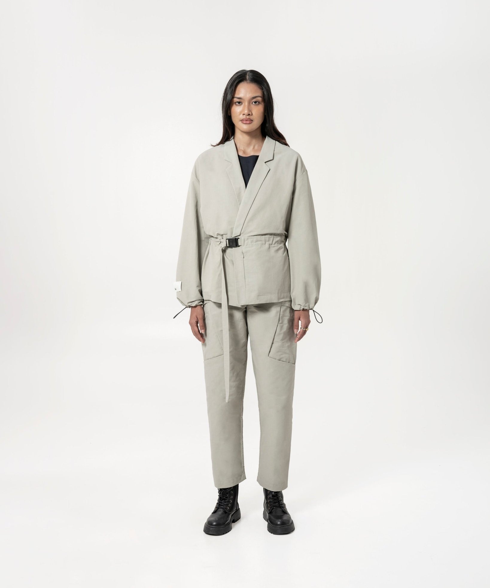 Kimono Buckle Jacket - Steel - G R A Y E