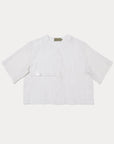 Shōto Linen Baseball Collar Top - Off White - G R A Y E